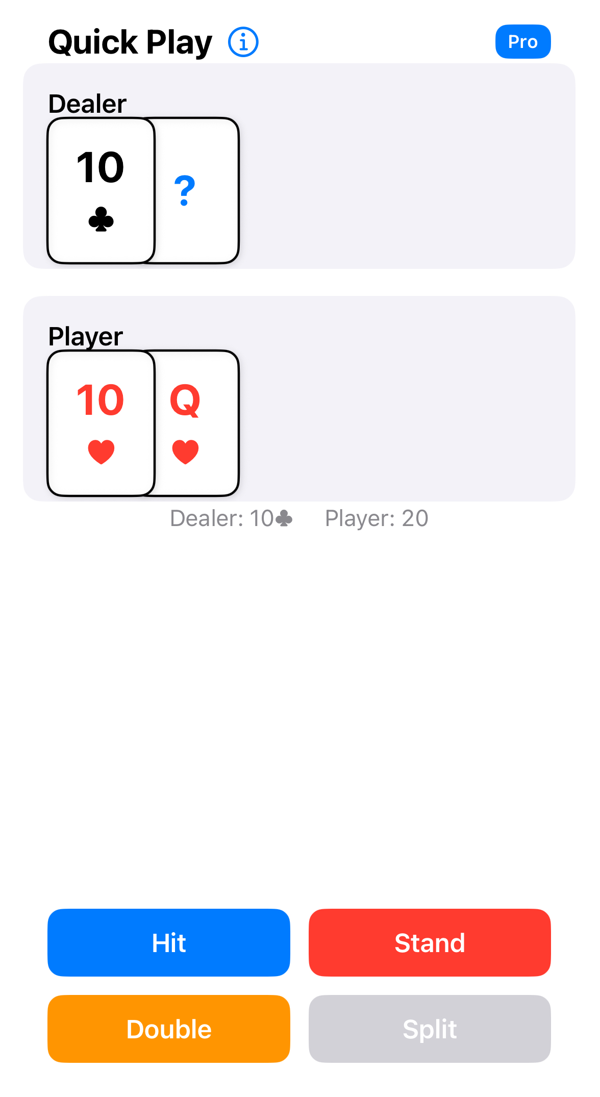 Blackjack Trainer App Interface